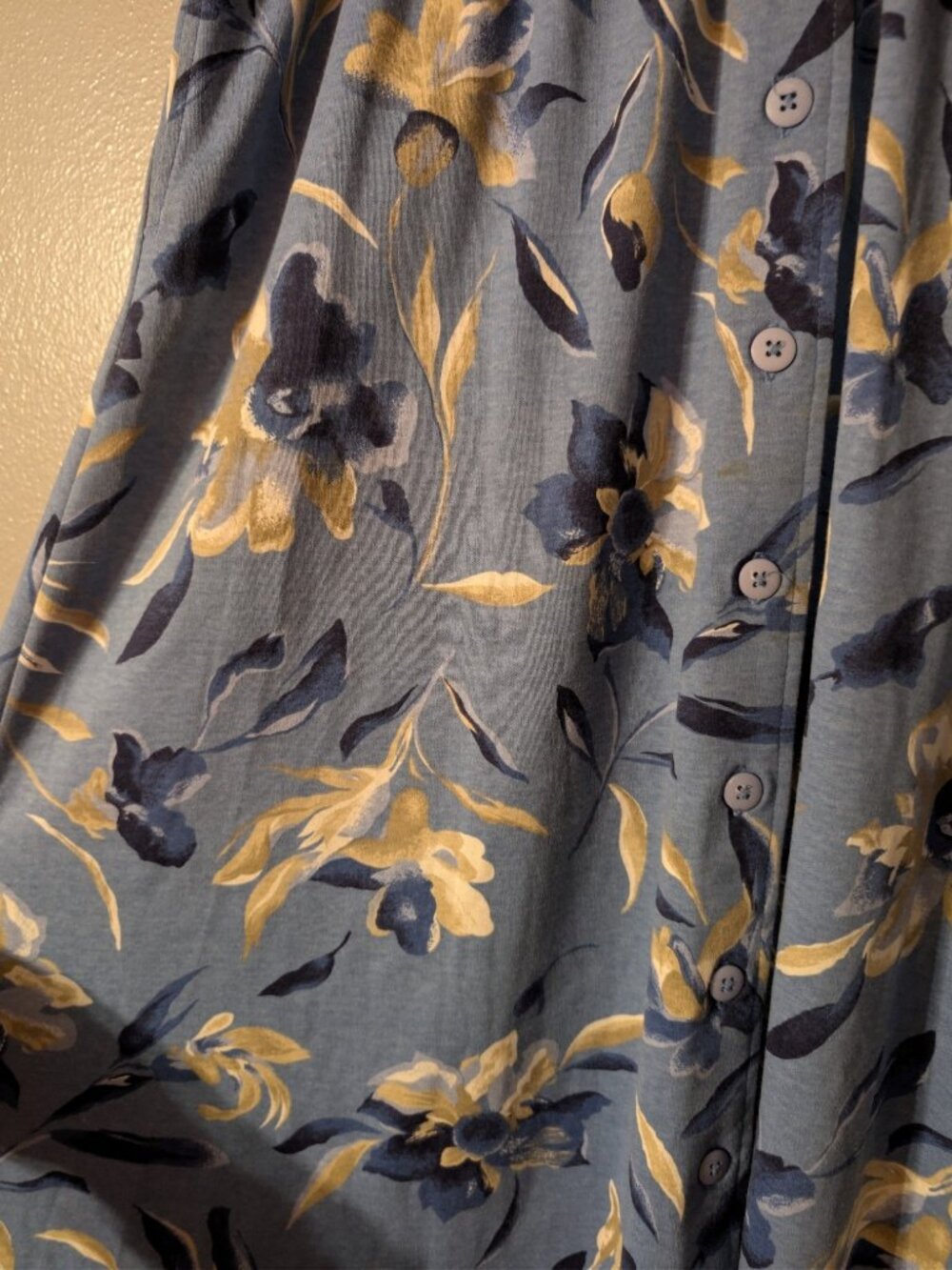 Jaclyn Smith Sport Floral Button Front Maxi Skirt Large Blue 90s Vintage Pockets - Picture 4 of 8